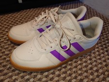Adidas Samba OG Women's Size 7 Athletic Shoes Beige Purple Stripe Sneakers