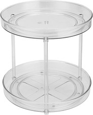 JEUIHAU 2 Tier Lazy Susan Cupboard Organiser, 23.5cm Turntable Spice Rack Organi
