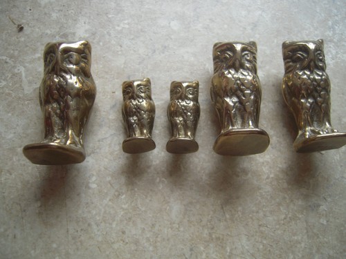 Brass owls 6cm tall 2 - brass,
