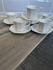 SET OF 6 X HERITAGE WHITE JOHNSON BROTHERS DEMITASSE ESPRESSO CUP SAUCERS COFFEE