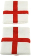 Pair Of Red White St George England Flag Sports Day Fancy Dress Party Wristbands