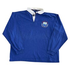 Stratford Rugby Polo Shirt Western Samoa 90s Long Sleeve Blue Mens