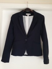 H & M Ladies Navy Blue Blazer Jacket Size Euro 34 UK Size 8