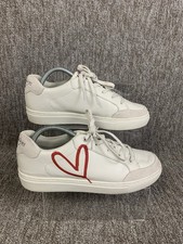 Sketchers Leather Trainers J Goldcrown Women’s Size UK 6 White Red Heart Print