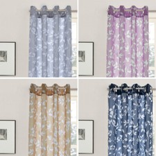 Willow Printed Textured Curtain Panels Eyelet Heading  Free Postage