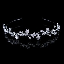 Lovely Flower Leaf Crystal Wedding Bridal Prom Headband Tiara Crown  For Adult