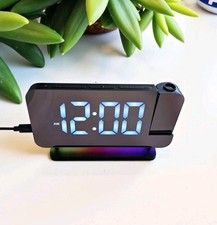 SZELAM Projection Alarm Clock 7.4" LED Mirror Desk Clock with RGB Night Light