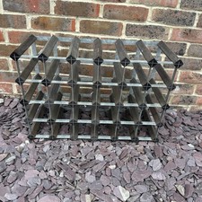 Large Wood And  Metal Stacking 24 Bottle Wine Rack Drink Storage Floor Standing