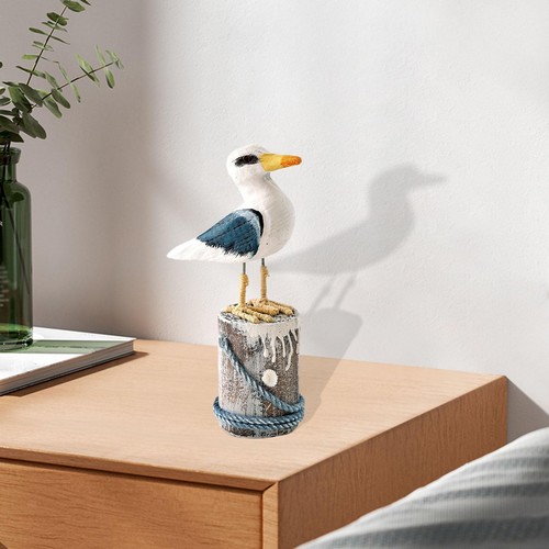 Wooden seagull statue desktop - wooden,