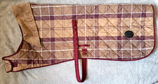 BARBOUR - Classic Tartan Quilted Dog Coat. Beige/Bergundy.  XXL.  VGC.