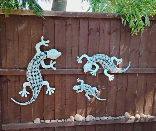 Silver metal lizard - silver,