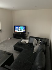 Black Leather Settee With Left