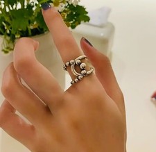 925 Silver Ring, Adjustable Ring, Cross Ring, Statement Ring, Full Finger Ring
