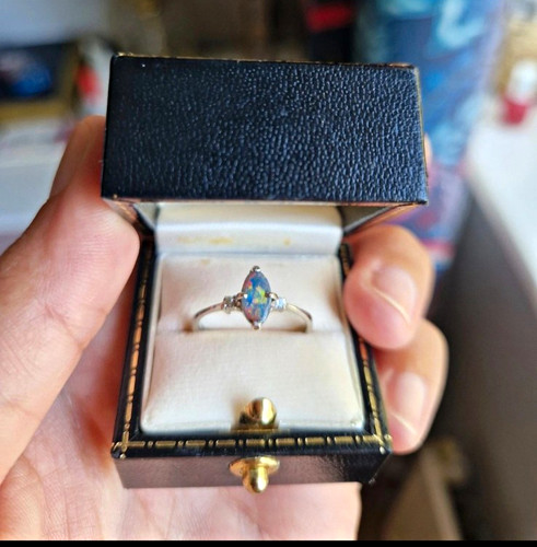 Marquise black opal - opal, engagement