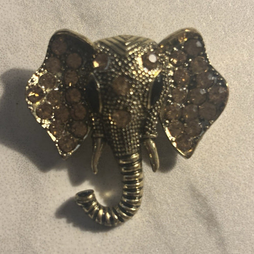 Elephant head brooch - elephant,