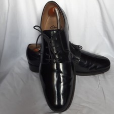 CLARKS Black Leather Derby Shoes Uk 8 Mens Lace Up Outdoors Outerwear Dress VGC