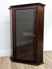 DISPLAY CABINET Stag Minstrel Mahogany Glass Door Shelved Hanging Wall Unit