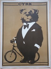 1974 CYRK ORIGINAL Vintage Polish Circus Poster - BEAR - Waldemar Swier