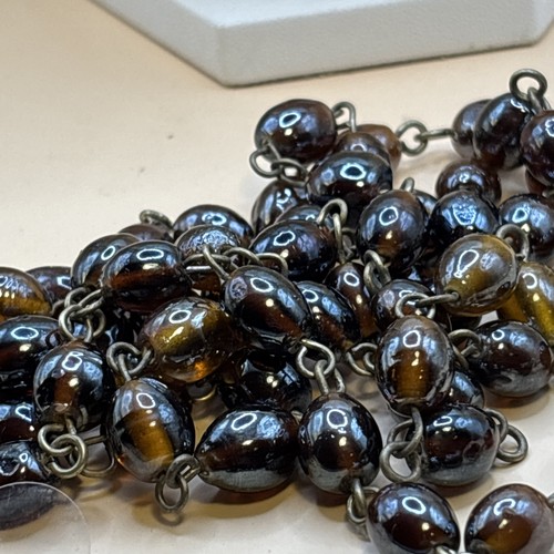 Vintage amber glass beads - vintage,