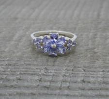 Gorgeous 925 Sterling Silver Tanzanite Cluster Ring UK Size L 1/2
