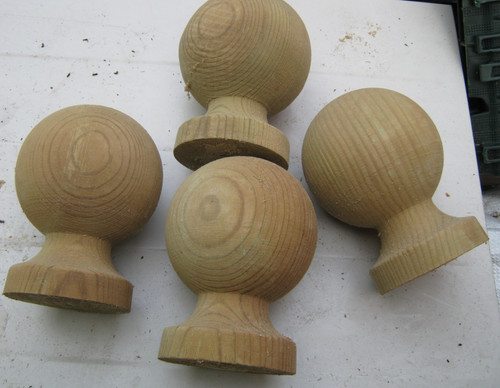 Treated wooden ball finial - treated,