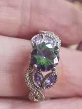 silver mystic topaz amethyst ring beautiful