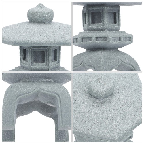 Grey stone pagoda ornament - grey,
