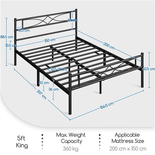 King metal platform bed - metal, with
