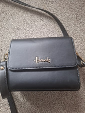 harrods black leather shoulder bag bnwt 