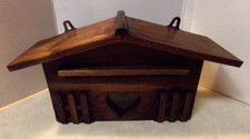 Wooden Mail Box Heart Post Box Holder Wall Hang Teak Wood