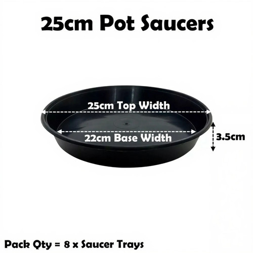 25cm plant pot saucer black - 25cm,