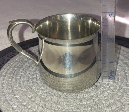 Webster pewter baby cup scroll - webster,