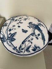 LAURA ASHLEY ROYAL BLUE SUMMER PALACE EMBROIDED CUSHION