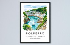 Polperro Watercolor Poster Polperro Cornwall Travel Print Wall Art Polperro Home