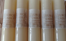 SET of 3 LARGE ALTAR/TABLE/WEDDING PILLAR CANDLES IVORY DECOR 23x5cm 1400g