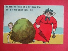 Old Comic FAT LADY SEASIDE