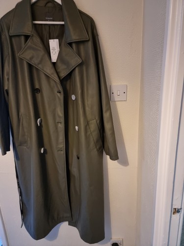 Faux leather trench coat - faux,