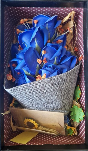 Royal blue soap rose bouquet - soap, &