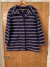 LADIES JOULES INDIGO WHITE STRIPE HOODED SOUTHCOTE JACKET COAT SIZE 10