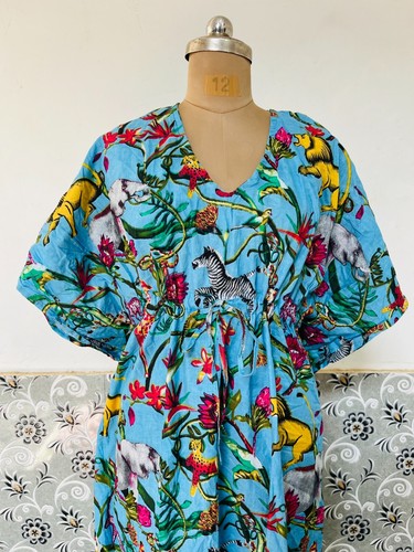 India turquoise floral kaftan - turquoise,