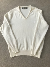 St. Andrews S Wilken 100% Wool Jumper/ Sweater Cream Sz Large Golf