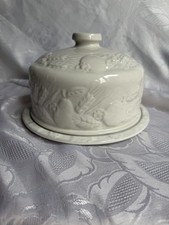 Vintage white ceramic cheese - white,