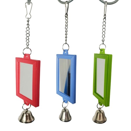 Pet bird mirror with bells - pet,