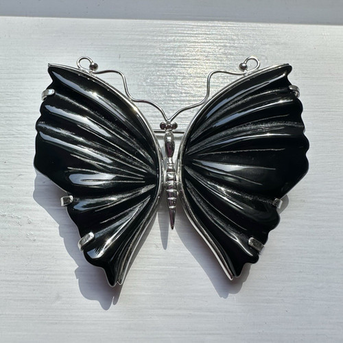 Black agate silver - agate, butterfly