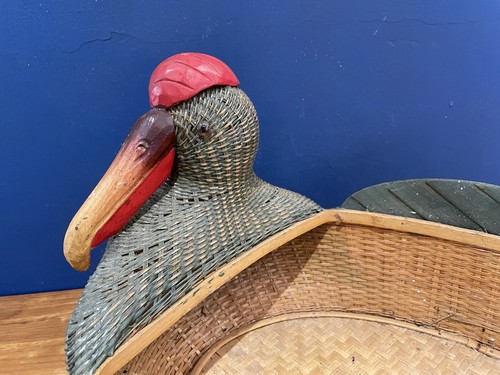 Vintage large egret wicker - vintage,