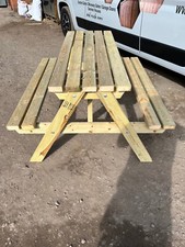 Wooden Picnic Table Bench Pub