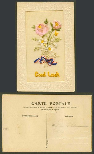 Ww1 silk embroidered old - silk,