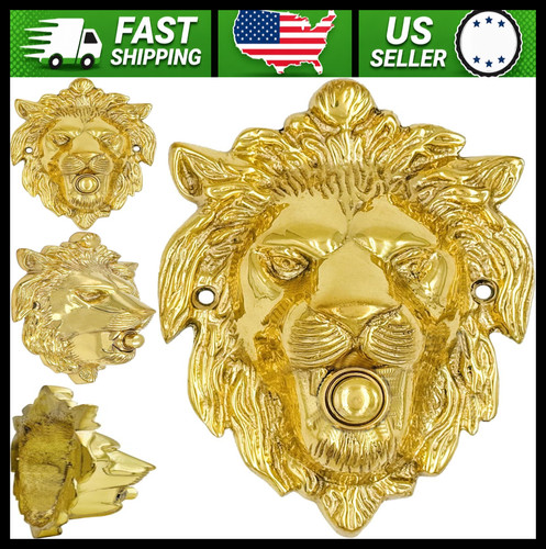 Solid brass large lion - brass, shaped