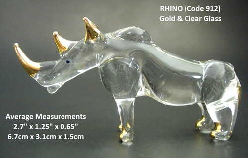 Small glass rhinoceros rhino - glass,