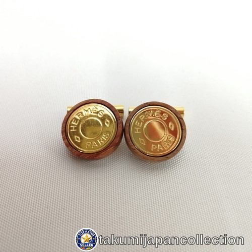 Hermes wood cufflinks - x,